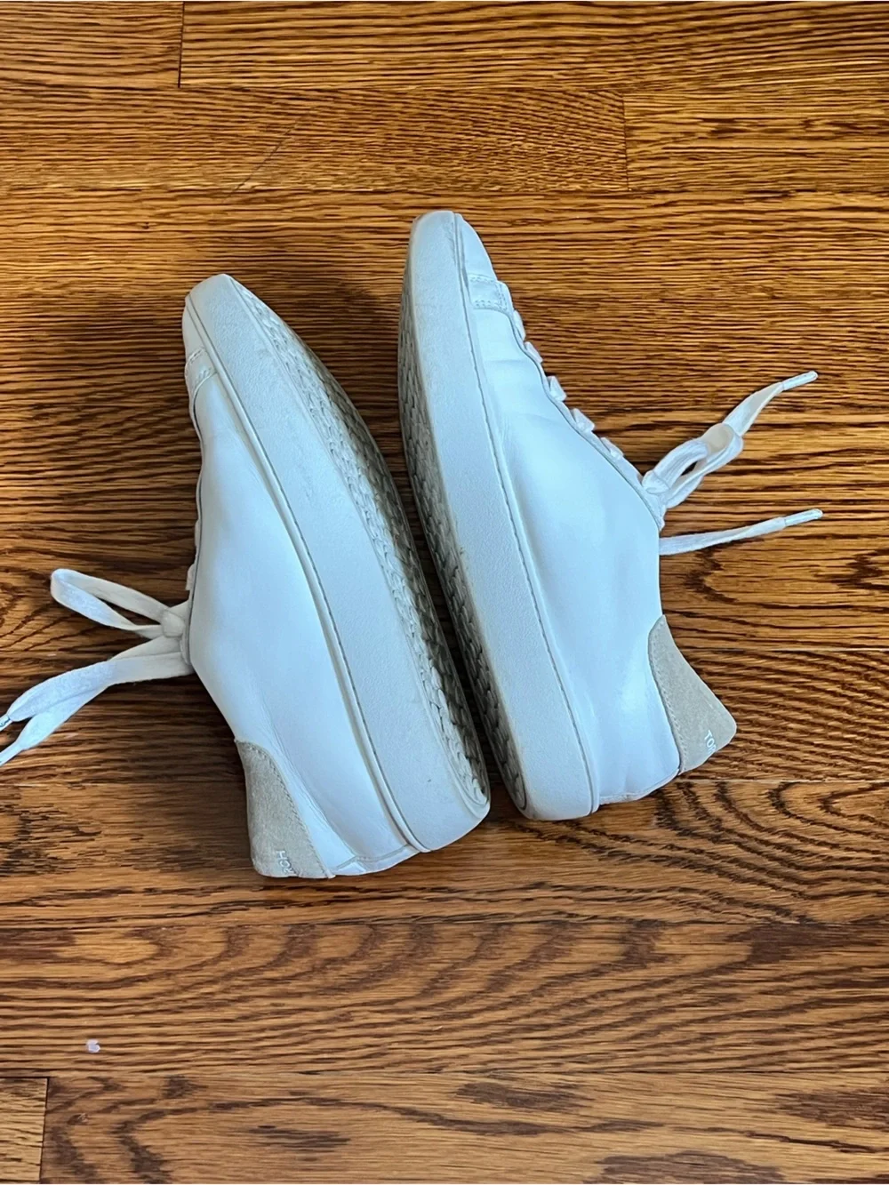 Tory Burch White Leather Logo Lace-Up Sneakers